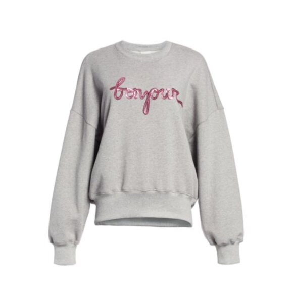 Cinq A Sept Bonjour Sequin Oversized Sweatshirt - Picture 1 of 7